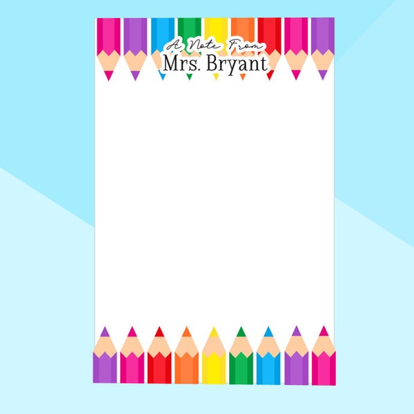 Color Pencil Teacher Notepad - Stationery - Personalized Notepad