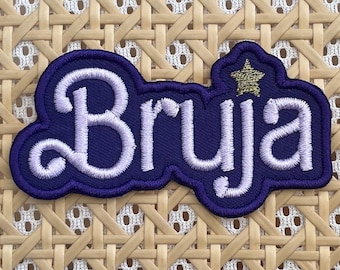 Bruja Dolly Patch - Dark Purple, Metallic Gold Star (Iron On OR Hook Fastener)