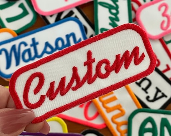 Custom Embroidered Name Patch - 3.5" X 1.5" Multiple Colors and Fonts to Choose From - Iron On, Hook and Loop Fastener, + Un-Backed Options