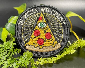 Embroidered Patch -Illuminati Pizza Patch Available in Iron on or Hook Fastener