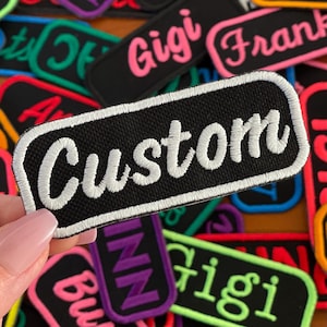 Custom Embroidered Name Patch – Iron On, Hook and Loop Options