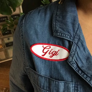 Custom Vintage Style Name Tag-Choice of Color / Iron On, Hook Fastener, or No Backing Options