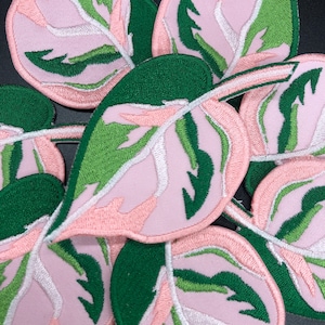 Pink Princess Philodendron Leaf Embroidered Patch ((Hard to believe but this is not a live plant!))