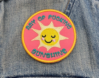 Ray of F’n Sunshine Patch Iron On OR Hook Fastener Options Available