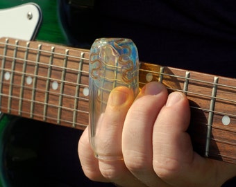 Guitar Slide - Hand Blown Glass, Silver Fumed, Glass Guitar Slide, Size 10