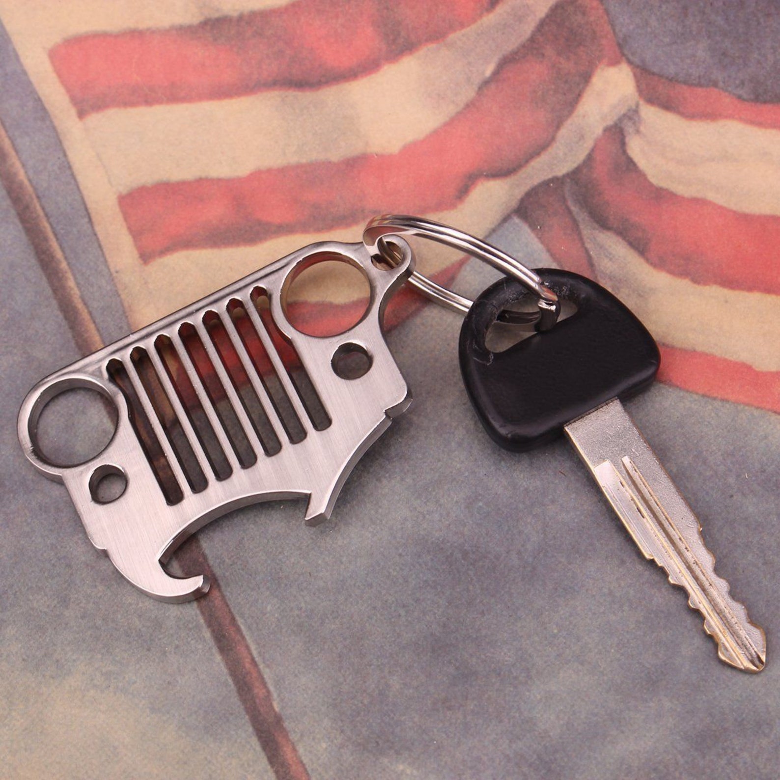 Jeep Bottle Opener Grille Grill Keychain 304 Stainless Steel Etsy