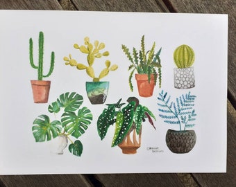 Painted houseplant A4 print