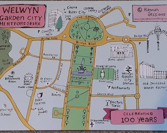 Welwyn Garden City Map Art Print