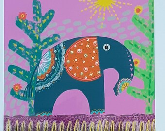 Girls modern scandi elephant giclee art print on special price till sunday