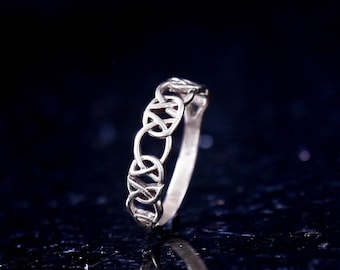 14K White Gold Celtic Ring, 18K White Gold Trinity Ring, Engagement Ring Women, Celtic Jewellery, Pink Celtic Knot Ring, For Men, Irish Ring