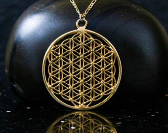 18k gold, Flower of Life pendant, flower of life necklace, Sacred Geometry jewelry, Seed of Life pendant, spiritual jewelry, spiritual gifts
