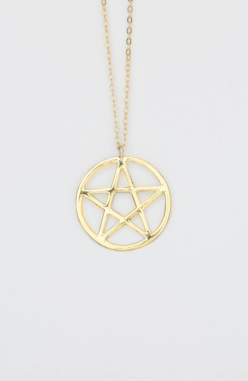 18K Gold Pentagram Pendant Pentagram Necklace Pentacle Etsy Canada