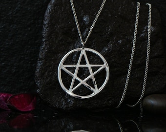 Silver Pentagram necklace, pentagram charm, pentagram pendant, silver pentacle necklace, sterling silver, pentacle pendant, wiccan jewelry