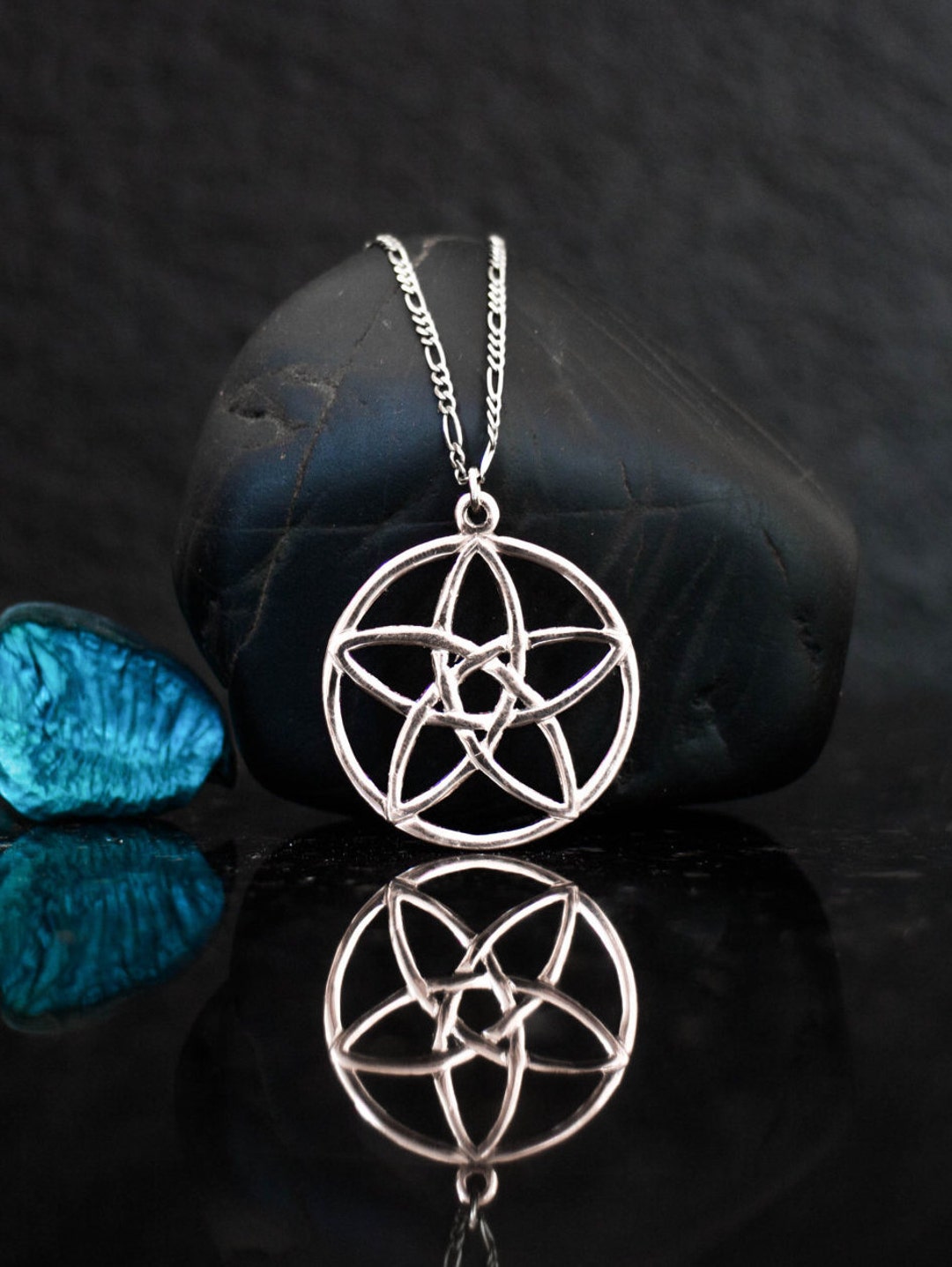 Keltische Pentagramm Halskette, Pentagramm Blume Halskette, Pentagramm  Anhänger, Sterling Silber, Pentagramm Anhänger, Pentagramm Halskette,  heidnischen Schmuck