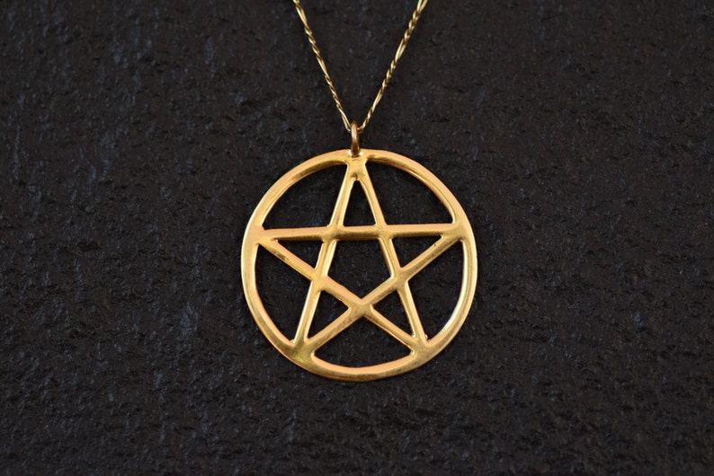 14k Gold Pentagram Necklace Pentacle Pendant Solid Gold Etsy UK