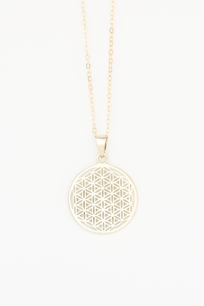 18k Gold Flower of Life Necklace Sacred Geometry Pendant 18 Etsy