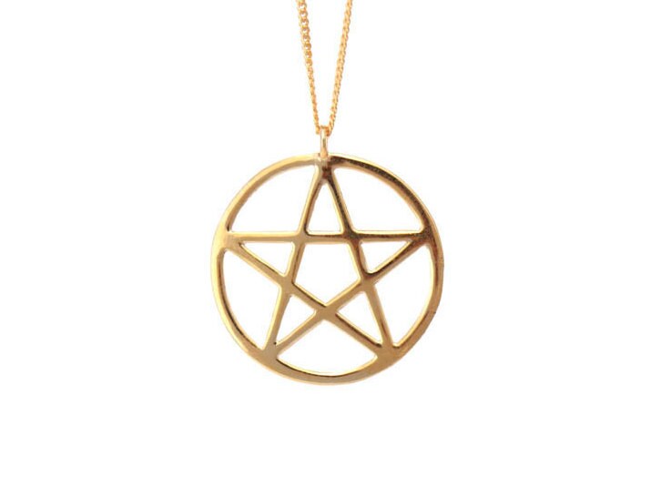 14k Gold Pentagram Necklace Pentacle 