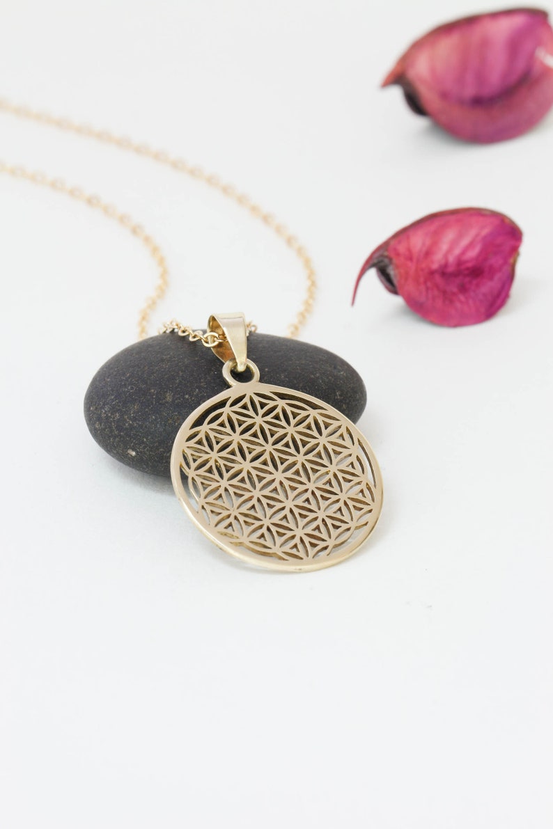 18k Gold Flower of Life Necklace Sacred Geometry Pendant 18 Etsy