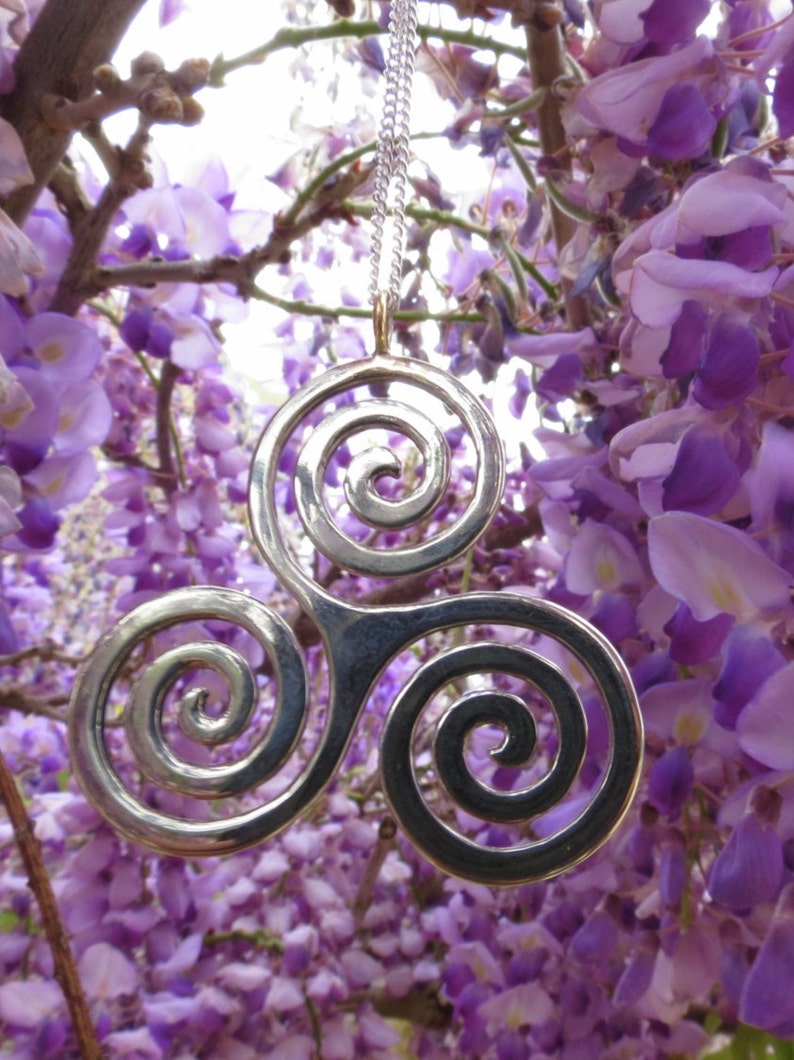 Silver Triskelion pendant celtic trinity knot. sterling silver triskelion necklace silver triskel triskele necklace Celtic triquetra