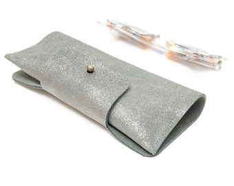 glass leather case silver