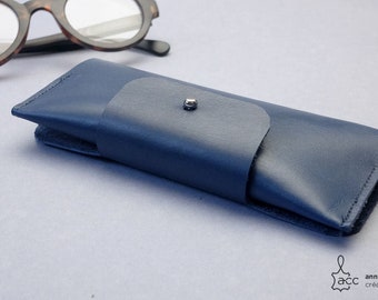 Blue glass leather case