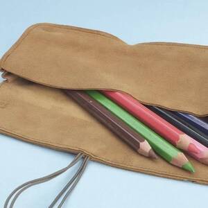 Student Bro Brown No-503 Pencil Pouch Leather Finish 4 Zip Flap, For Used  To Store