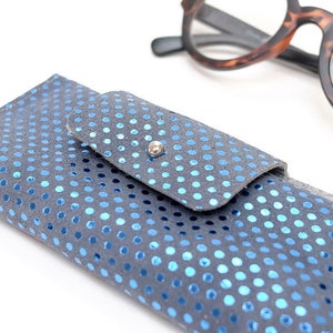 Blue glass leather case