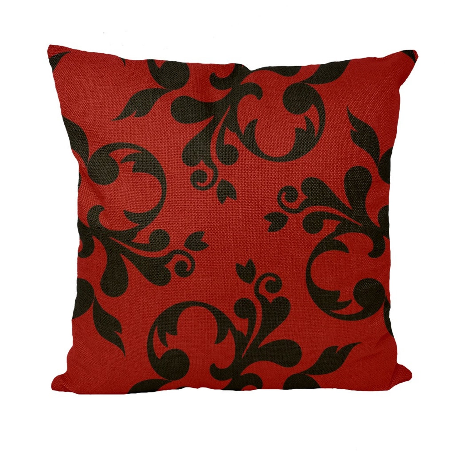 Red and Black Print Cushion Throw Pillow printed on both Etsy