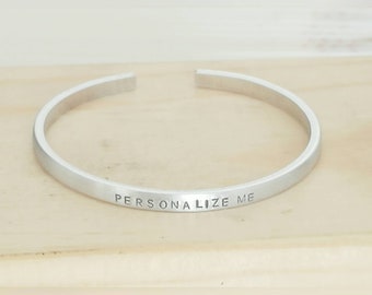 Personalized Custom Hand Stamped Message Sister Friendship Couple Cuff Bangle Bracelet
