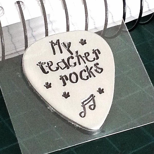 Personalized Hand Stamped Teacher Coach Dad Guitar Pick Gift