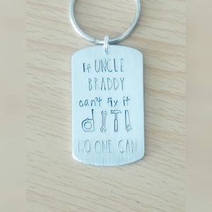 1 x Hand Stamped DIY Hero Daddy Father&#39;s Day Grandparents key chain key ring gift
