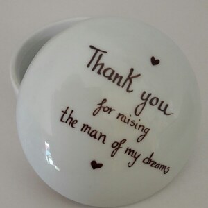 Mother in Law Jewellery Ring Porcelain Box. Hand-Painted, Customised.