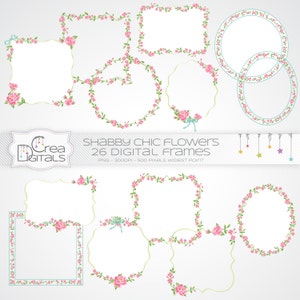 Shabby chic roze, 26 digitale lijsten en kransen cliparts, INSTANT DOWNLOAD
