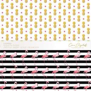 Pink flamingo, confetti seamless pattern, 12 digital paper pack, INSTANT DOWNLOAD image 2