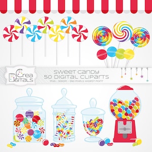 Red sweet candy, 50 digital cliparts, INSTANT DOWNLOAD