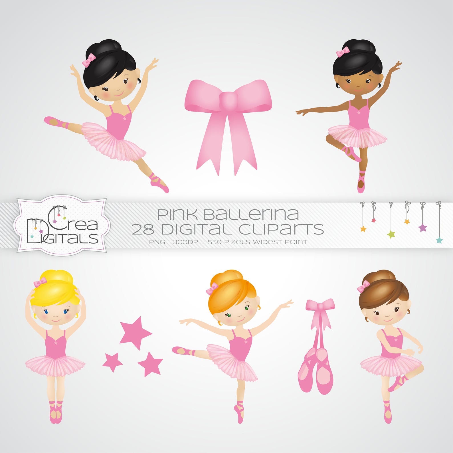 ballerina cliparts - pink ballet dancer - ballerina gala - 28 digital cliparts - instant download