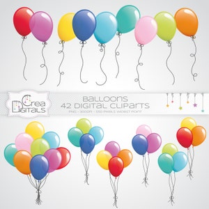 Palloncini, 42 clipart digitali, DOWNLOAD IMMEDIATO