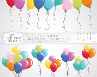 Balloons, 42 digital cliparts, INSTANT DOWNLOAD