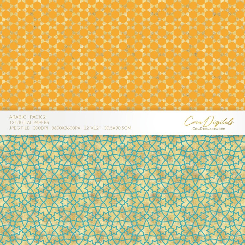 Arabic Pattern, Colorful 12 Digital Paper Pack 2, Pink Seamless ...