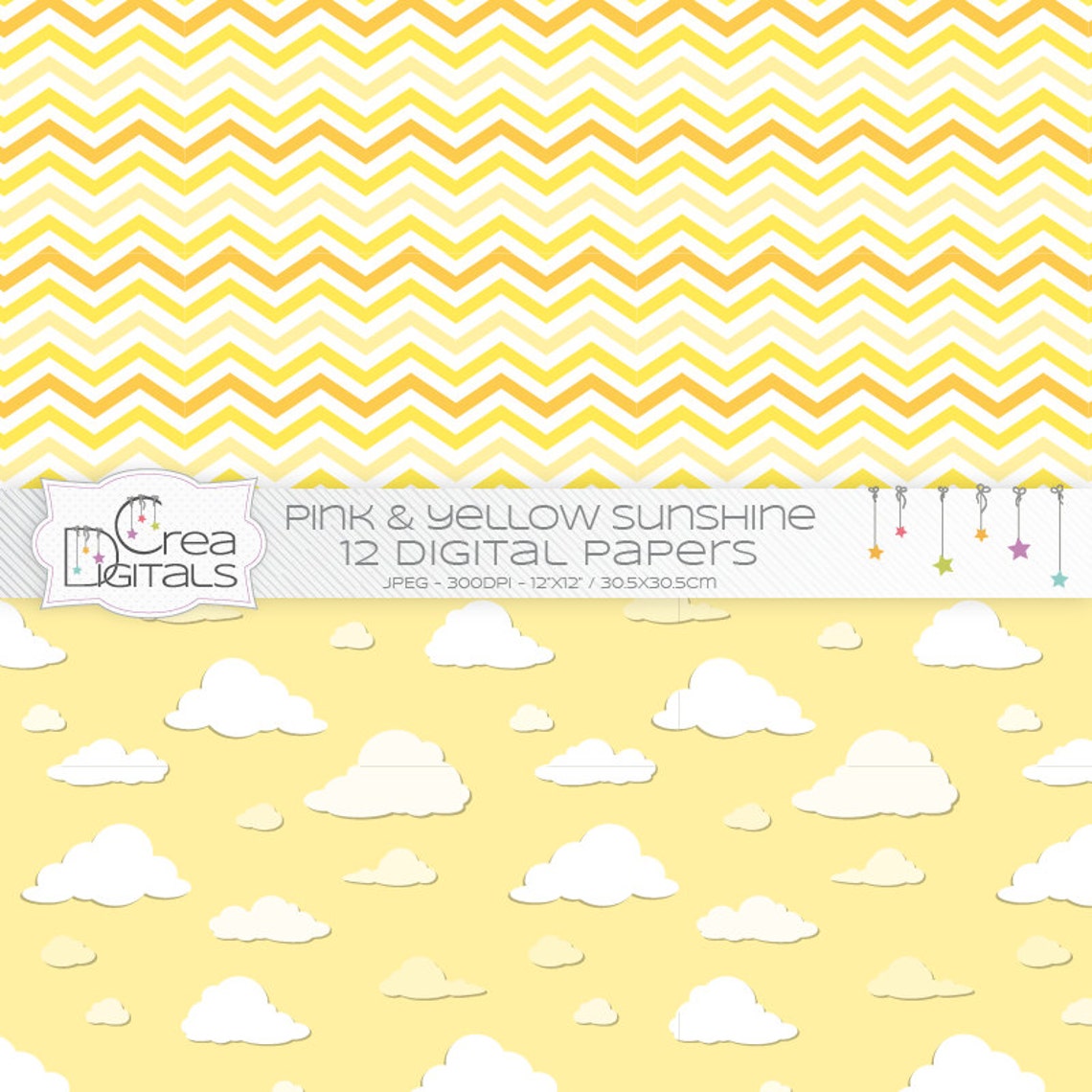 You Are My Sunshine 12 Pink and Yellow Digital Papers Etsy