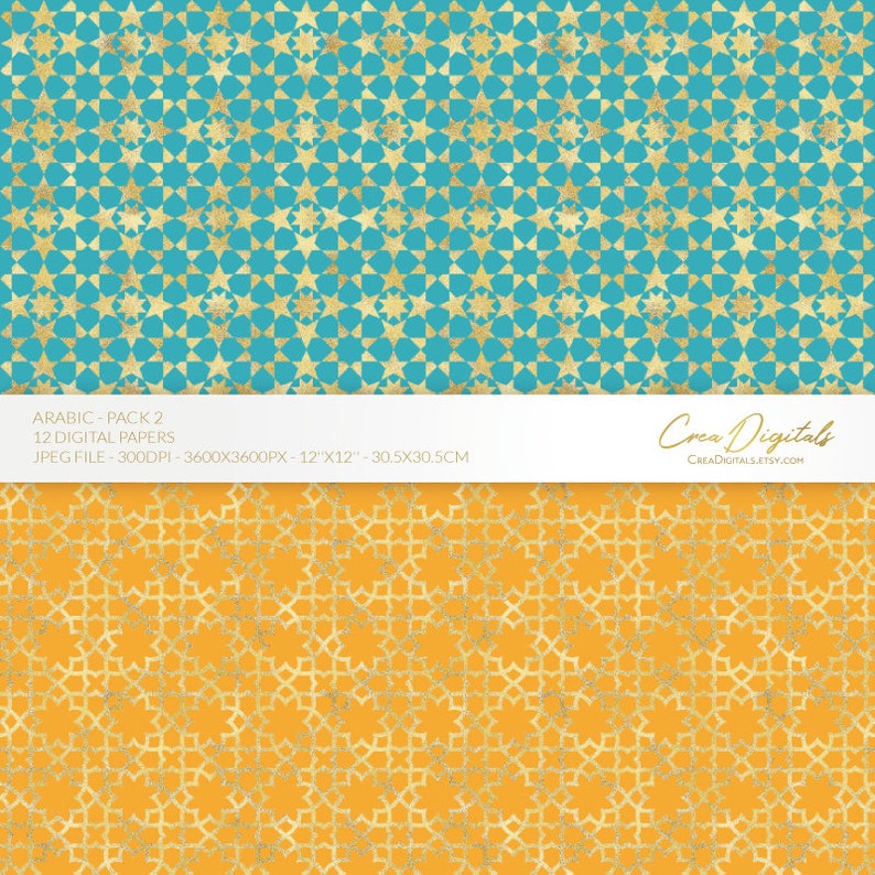Arabic Pattern, Colorful 12 Digital Paper Pack 2, Pink Seamless ...