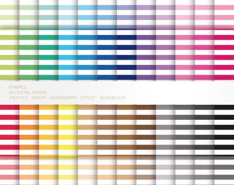 Straight stripes rainbow digital paper pack, 50 printable patterns, INSTANT DOWNLOAD