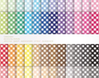 Gingham digital pattern, 50 printable papers, rainbow repeating wallpaper, seamless background, INSTANT DOWNLOAD