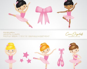 Ballerina cliparts, pink ballet dancer, ballerina gala, 28 digital cliparts, INSTANT DOWNLOAD