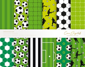 Green soccer digital papers, seamless pattern, football printable, sports digital backgrounds, DIRECT DOWNLOAD