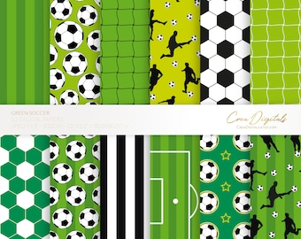 Green soccer digital papers, seamless pattern, football printable, sports digital backgrounds, DIRECT DOWNLOAD