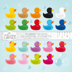 Rubber duck and bubbles, 22 digital cliparts, INSTANT DOWNLOAD