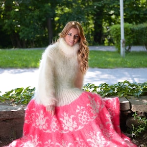 Boutique multi color luxury long dress mohair dress fuzzy mohair  designer Touch_of_mohair knitwear collection