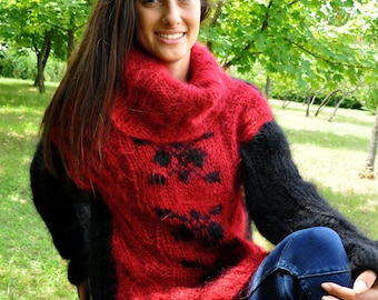 Hand Knitted Mohair Sweater Unisex Thick Fuzzy Jumper by Touch of Mohair