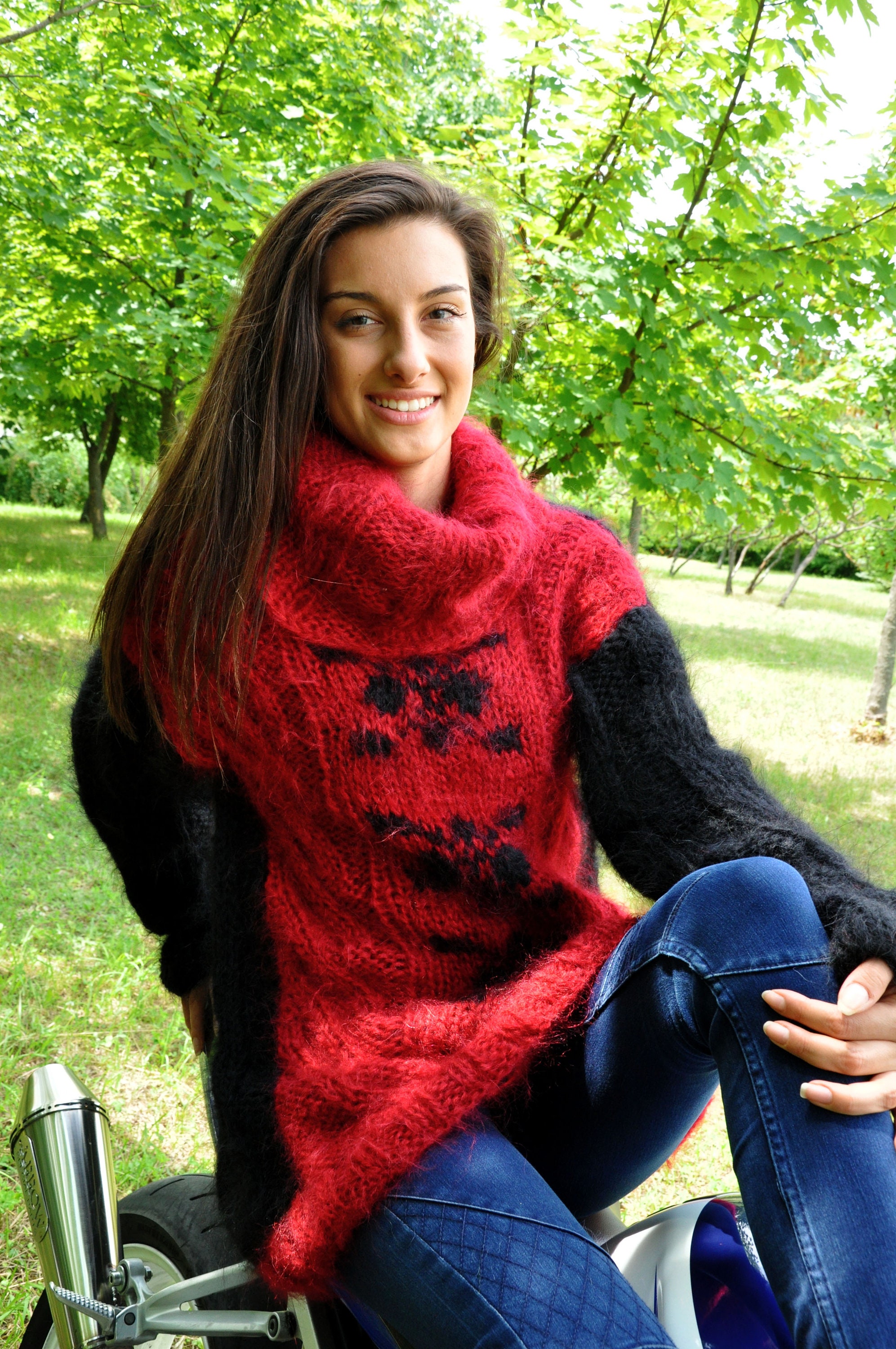 Hand Knitted Mohair Sweater Unisex Thick Fuzzy Jumper by Touch of Mohair -   UK